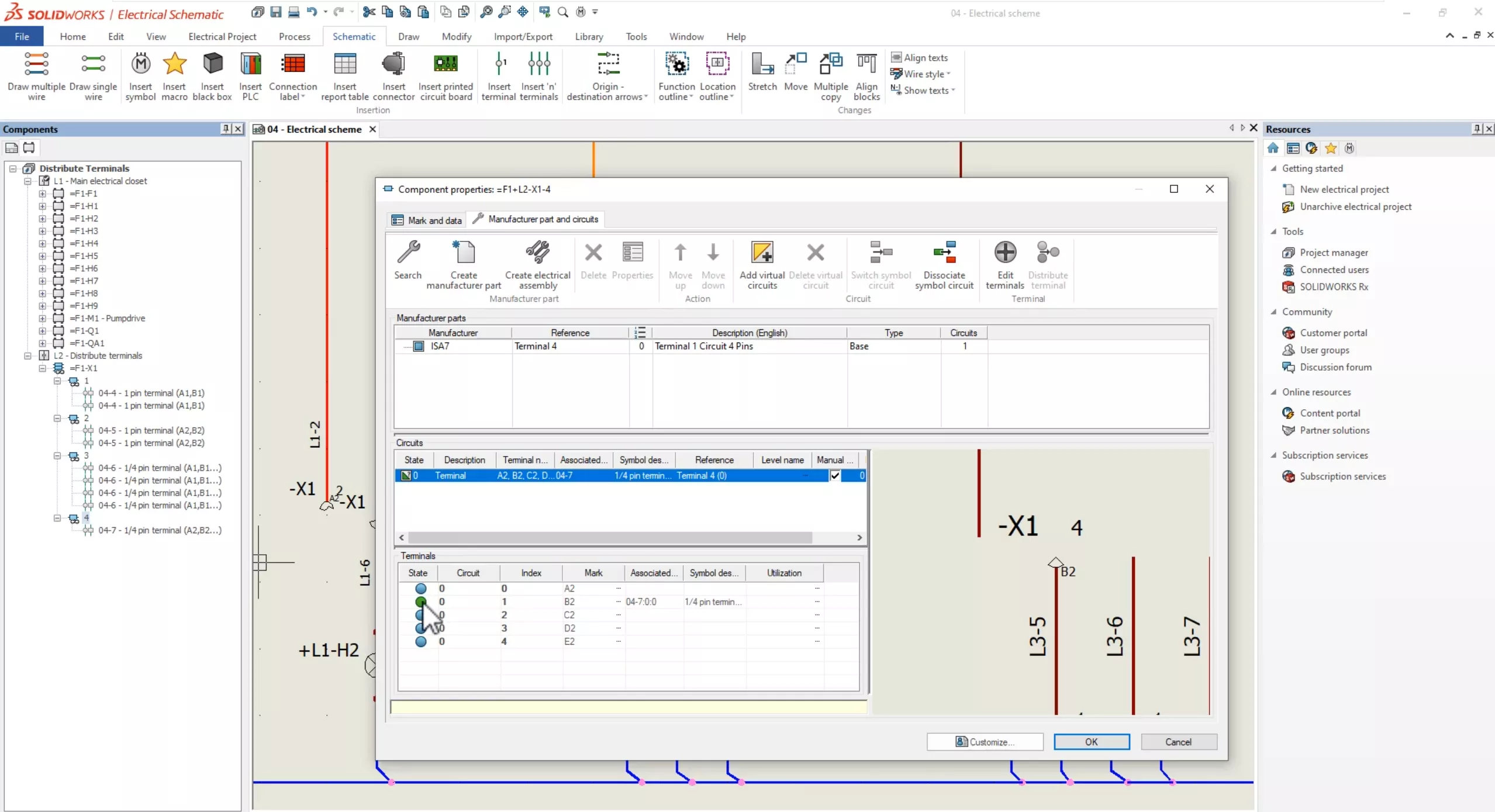 Insert Terminal Symbol in SOLIDWORKS Electrical Schematics 2025