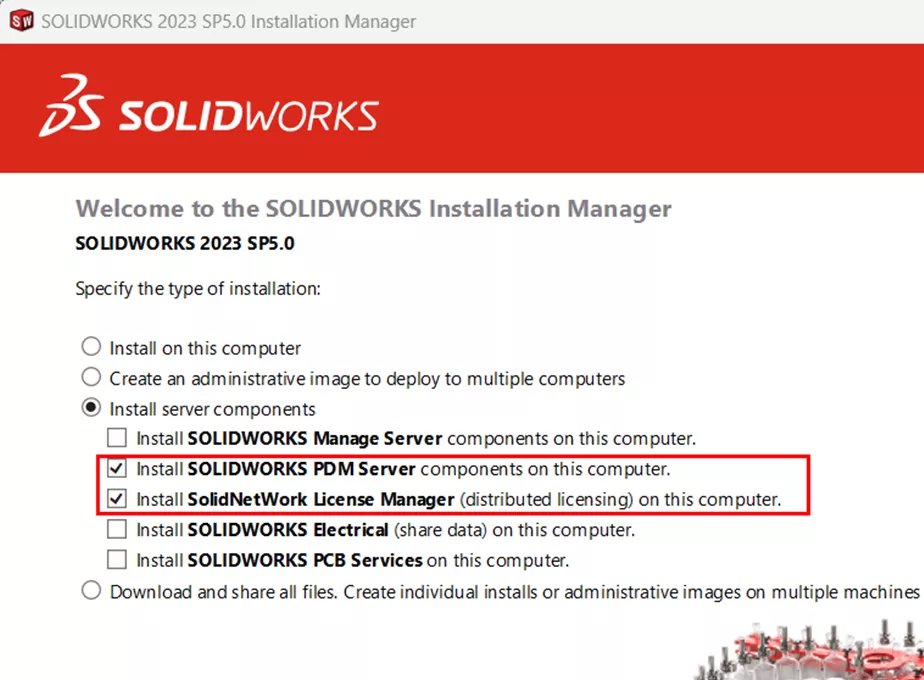 SOLIDWORKS 2023 Installation Manager Options