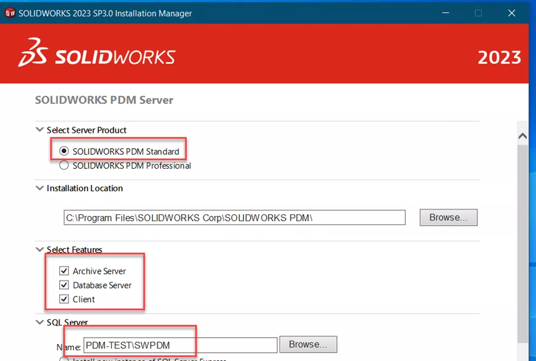 Installation Manager SOLIDWORKS PDM Standard Product 