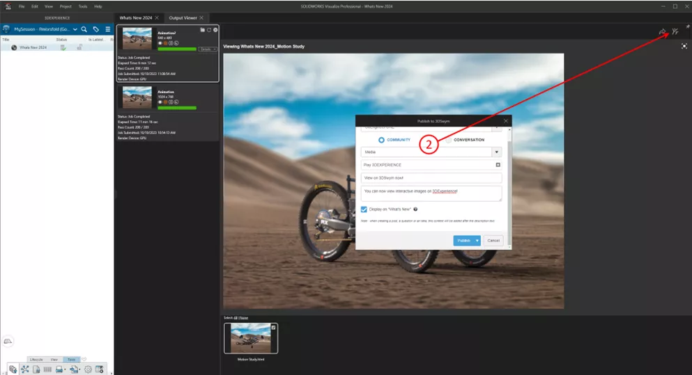 Publish Directly to Your SWYM Community in SOLIDWORKS Visualize 2024
