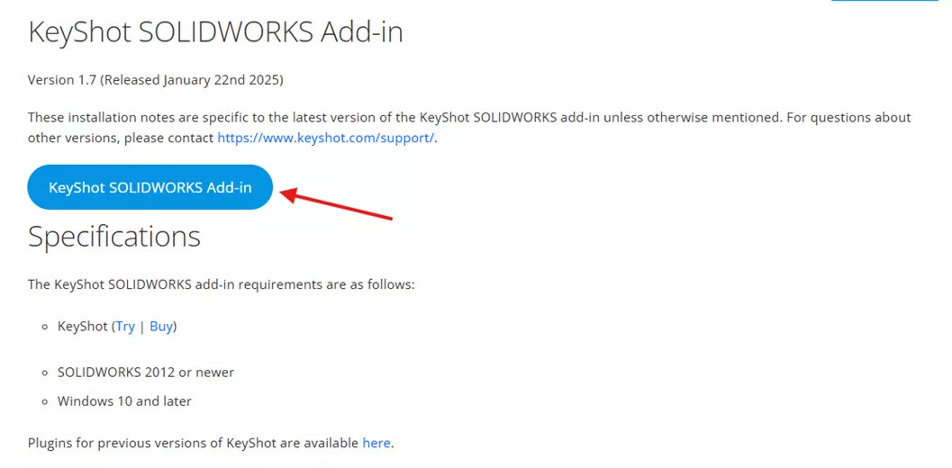 KeyShot SOLIDWORKS Add-in Installation