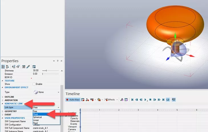 Kinematic Link Properties in SOLIDWORKS Composer