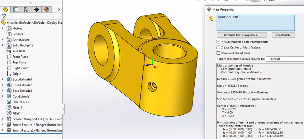 Knuckle Part Assembly Features in SOLIDWORKS Standard