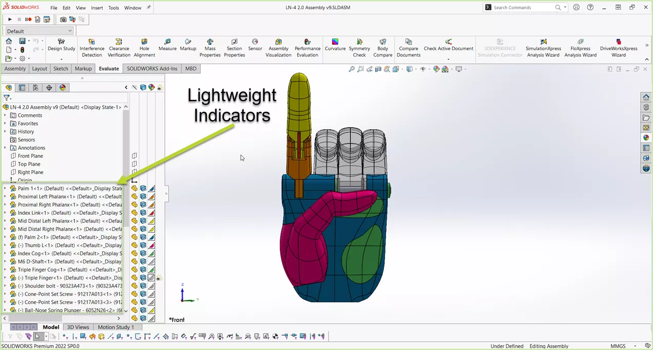 lightweight mode SOLIDWORKS