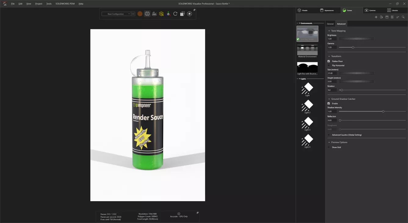 Limit Shadow Tools in SOLIDWORKS Visualize