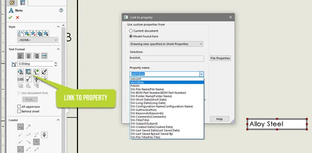 Using Link to Property to show the Custom Property in the Note