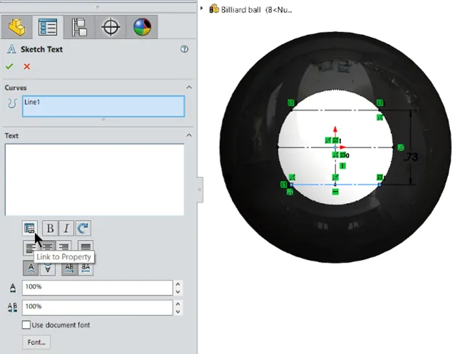 Link to property in SOLIDWORKS