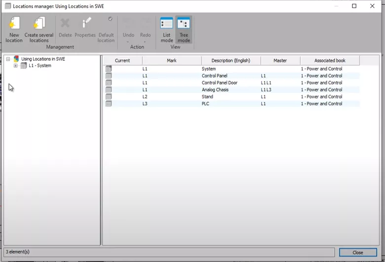 Locations Manager Using Locations in SOLIDWORKS Electrical Window