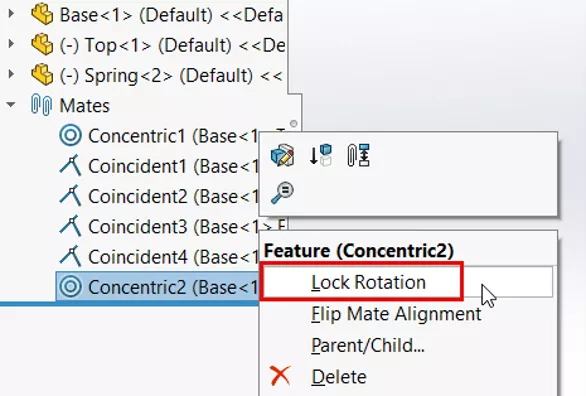 Lock Rotation Option in SOLIDWORKS