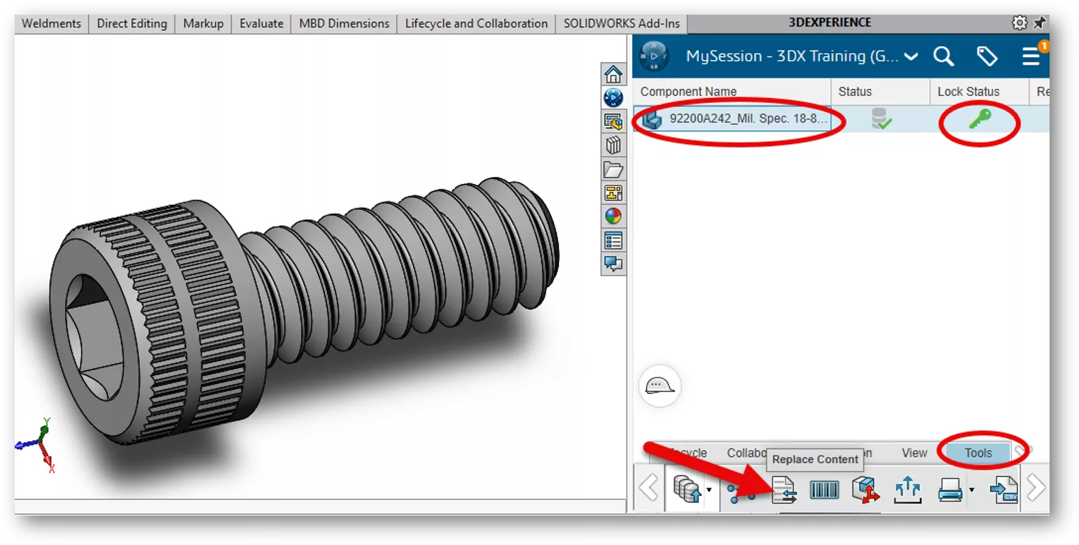SOLIDWORKS File Must be Locked in Status Before Content May Be Replaced