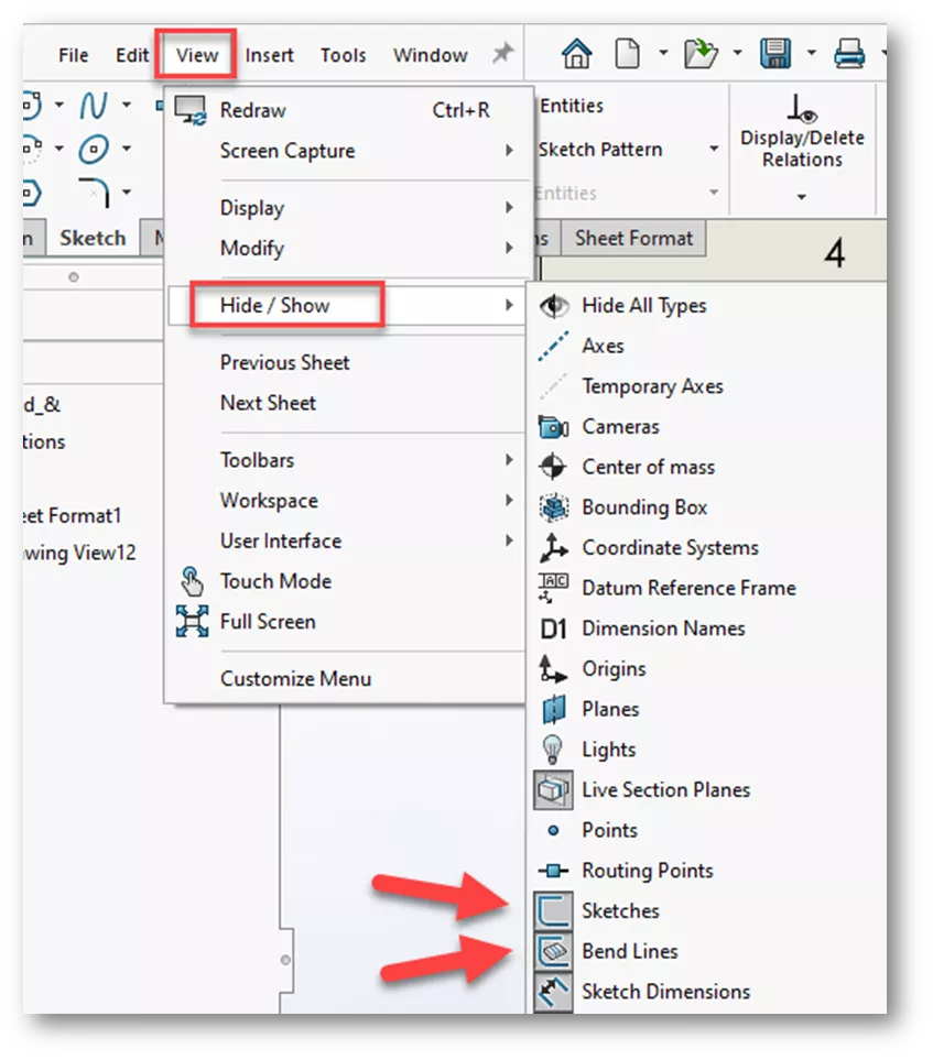 How to Make Bend Lines Selectable in SOLIDWORKS 2022 and 2023