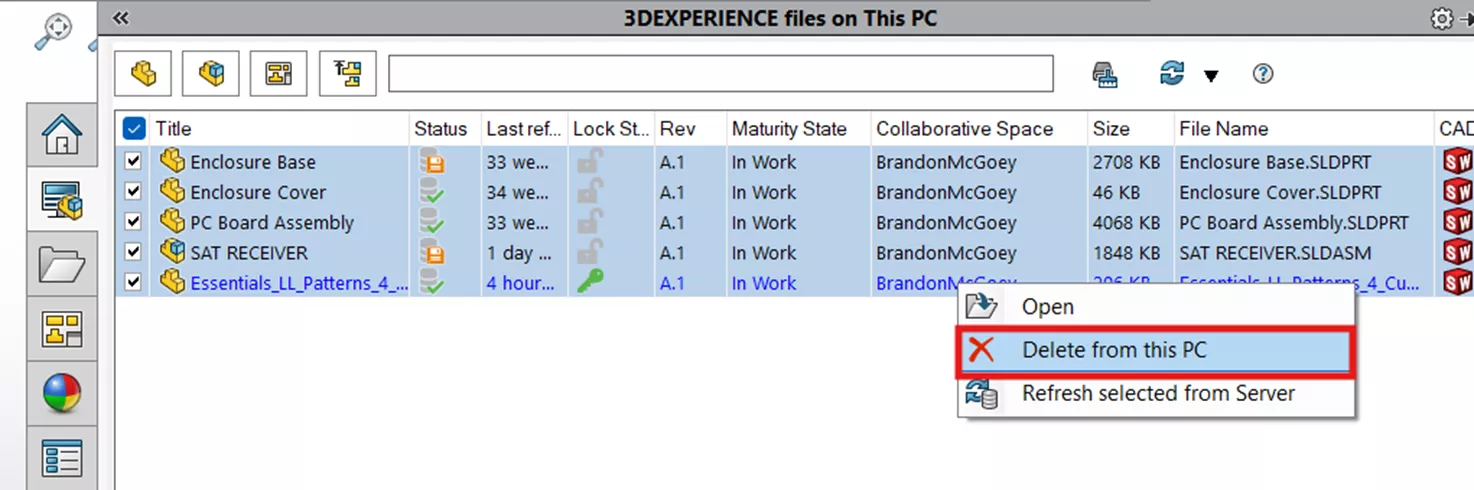 Manage 3DEXPERIENCE Cache in SOLIDWORKS