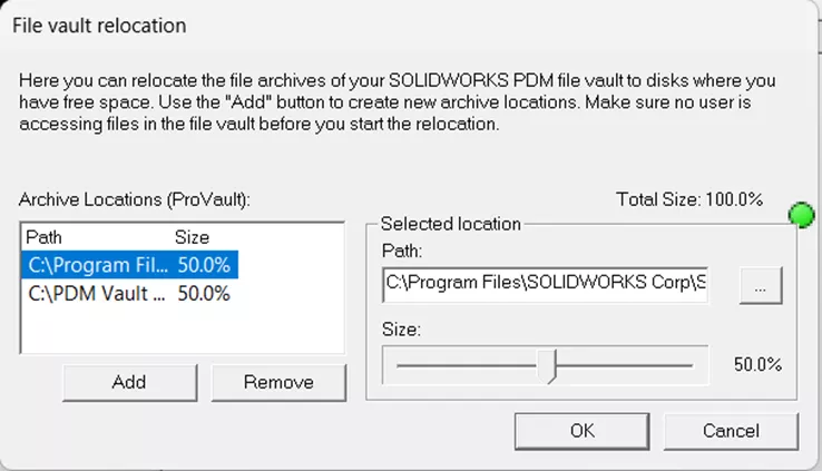 Manage SOLIDWORKS PDM Vault Size with Relocation