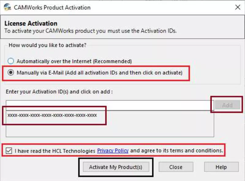 Manual CAMWorks Activation Via Email Instructions 