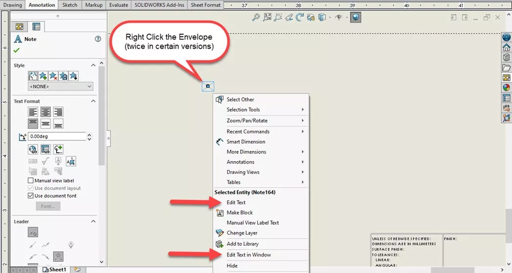 Manually Enter Text in SOLIDWORKS Drawing View Labels 