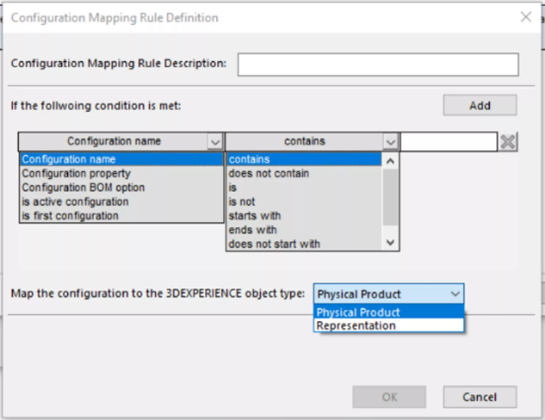 Configuration Mapping Rule Description SOLIDWORKS Data to 3DEXPERIENCE 