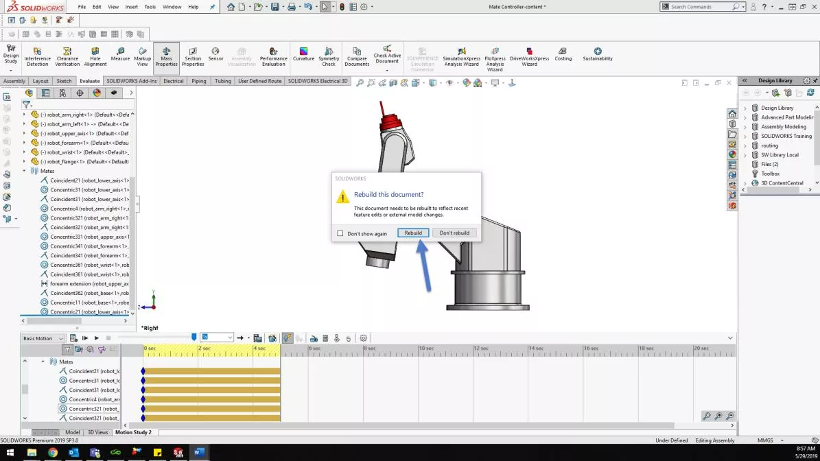 SOLIDWORKS Simulation Rebuild This Document Dialog 