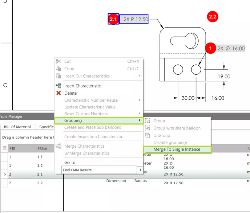 Merge to Single Instance SOLIDWORKS Inspection