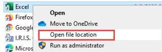 Microsoft Excel Open File Location