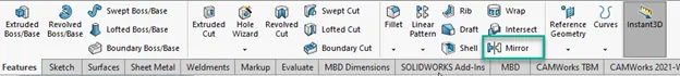 SOLIDWORKS Mirror Options CommandManager