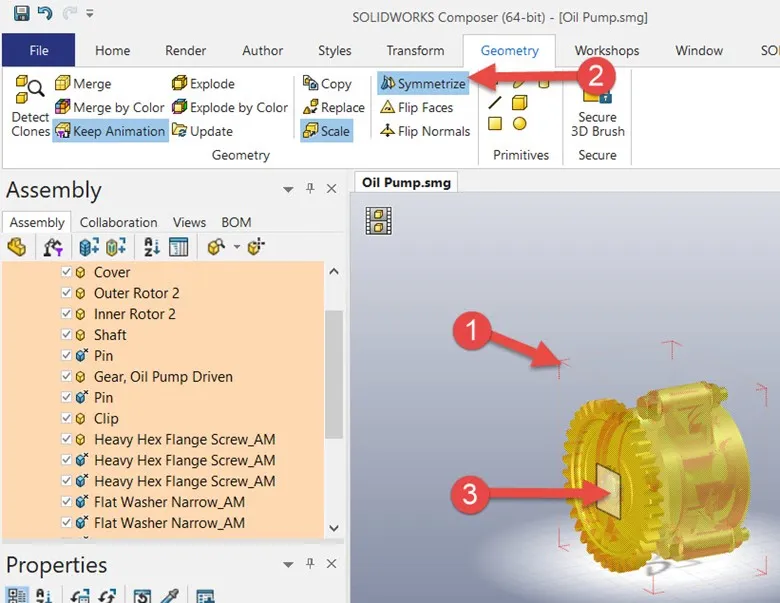 Mirror Parts with Symmetrize in SOLIDWORKS Composer