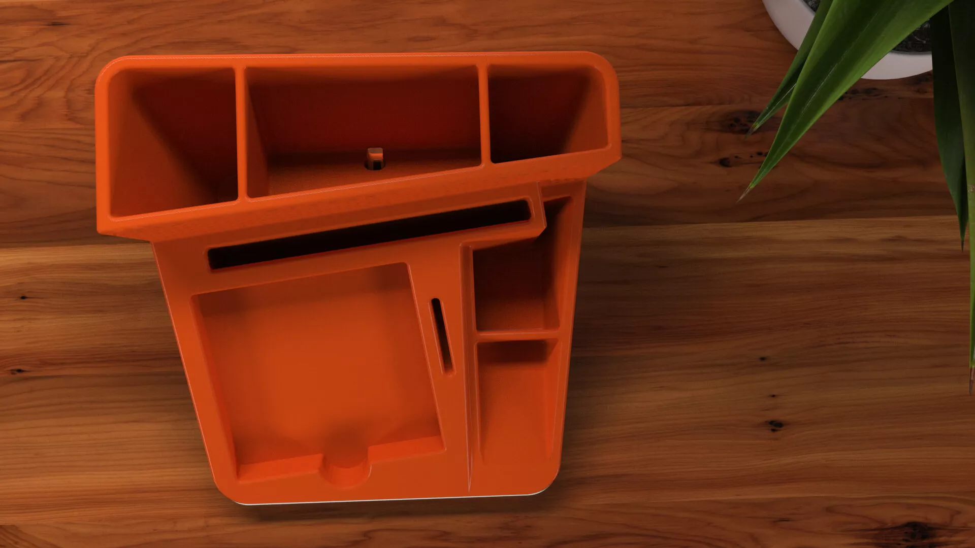 GoEngineer Community 3D printing design content winner, Bring Back the Cool Desk Organizer render birds eye view
