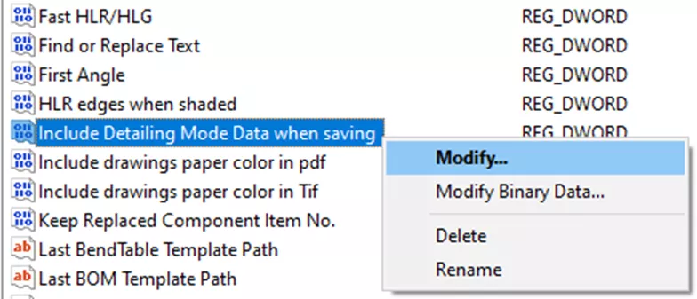 Modify Include Detailing Mode Data When Saving in SOLIDWORKS