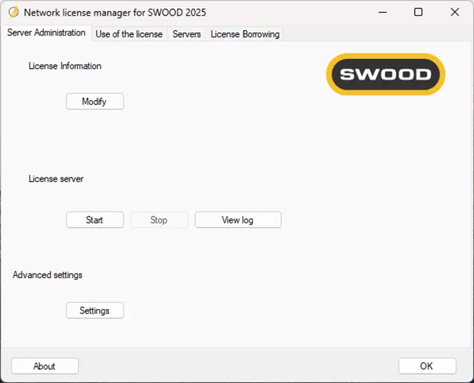 Modify SWOOD License Information 