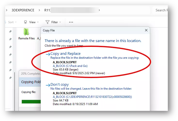 Move Edited Files Back to 3DEXPERIENCE via Copy and Replace