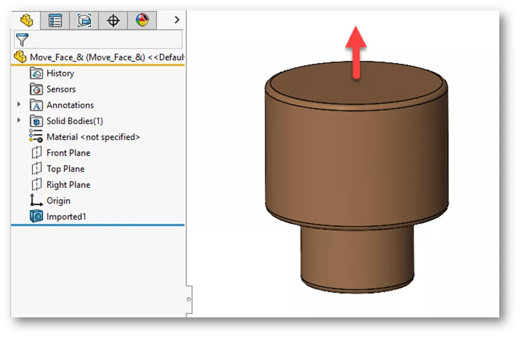 Move Face SOLIDWORKS Direct Editing Tools