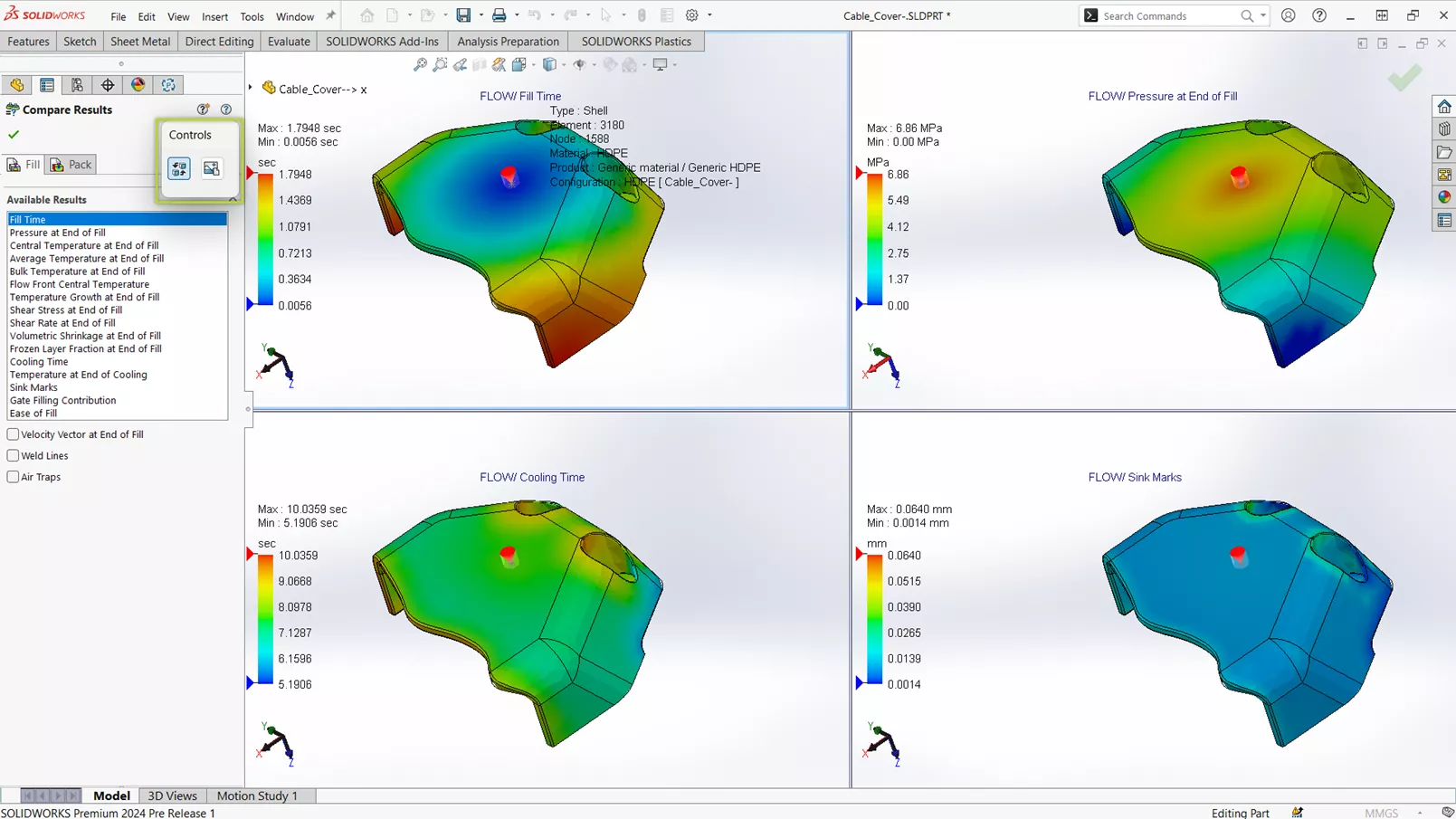 What's New SOLIDWORKS Plastics 2024 Multiple Results View 