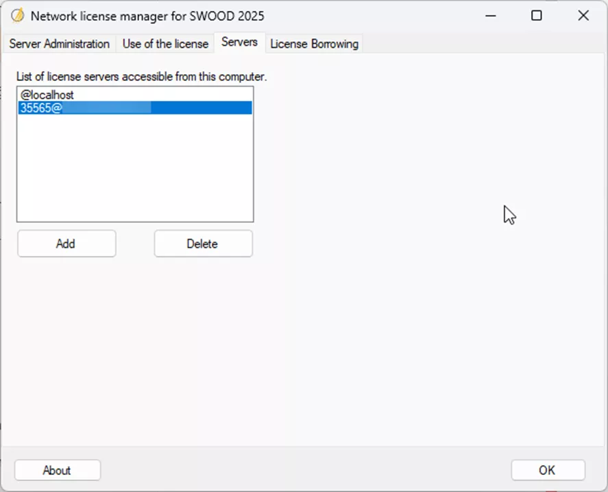 Servers Tab SOOD Network License Manager 2025