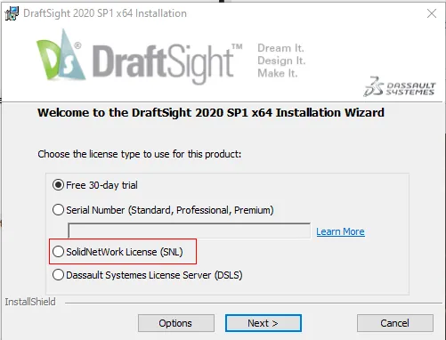 Network License Option for DraftSight 2020