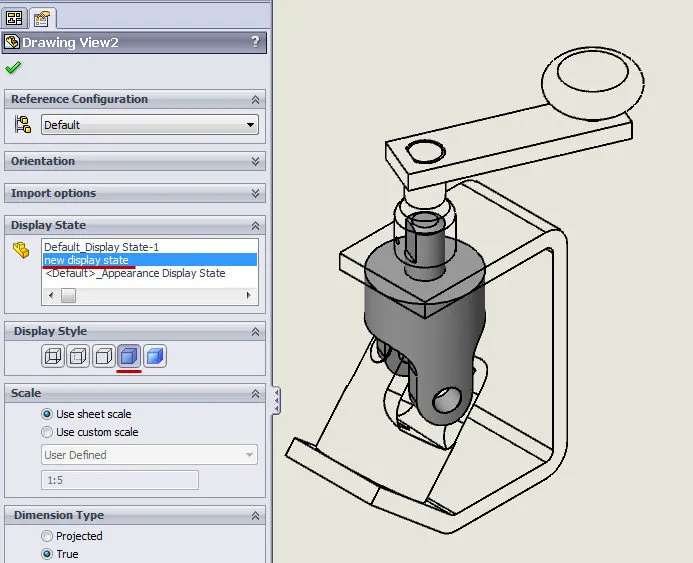 new display state in a drawing in solidworks
