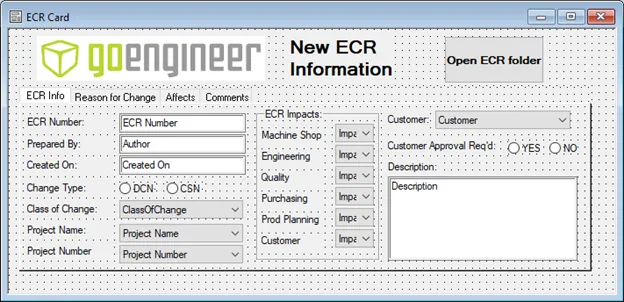 new ECR information screen