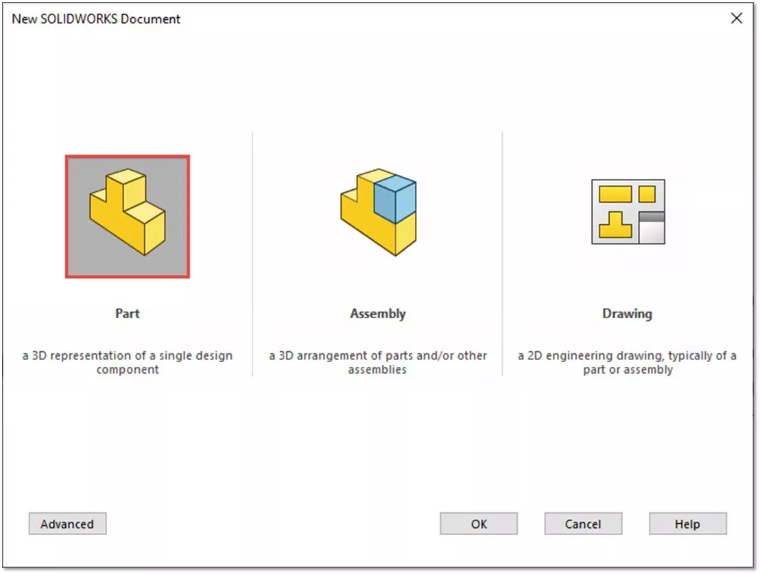 Open New SOLIDWORKS Document 