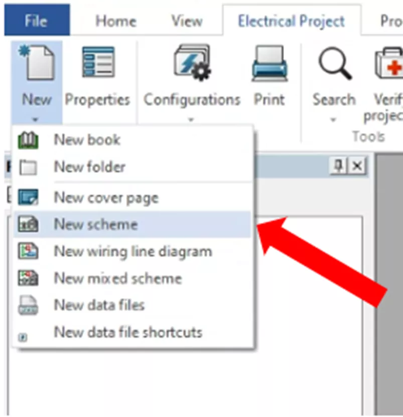 New Scheme in a SOLIDWORKS Electrical Project
