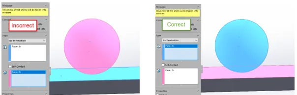 No Penetration Geometry Selection Recommendations