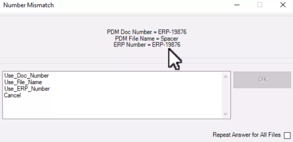 Number Mismatch SOLIDWORKS PDM Professional Automation with GoExpress