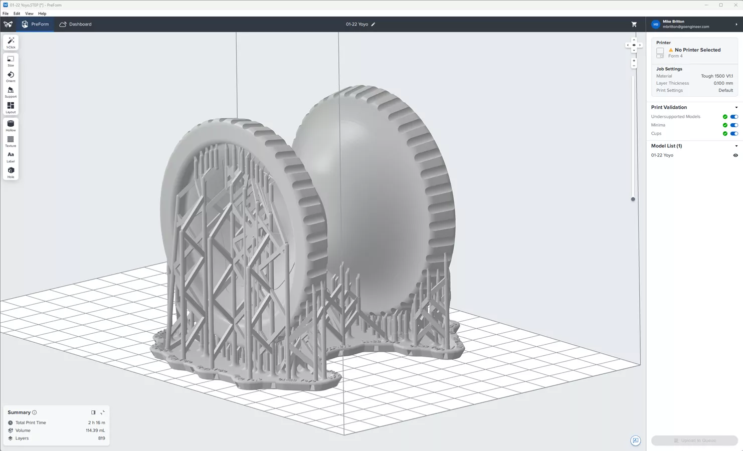 One-Click Job Preparation Formlabs PreForm Software