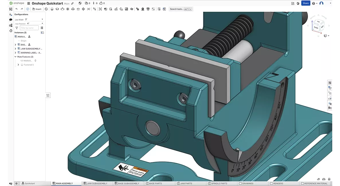 A Screenshot of Onshape CAD Software