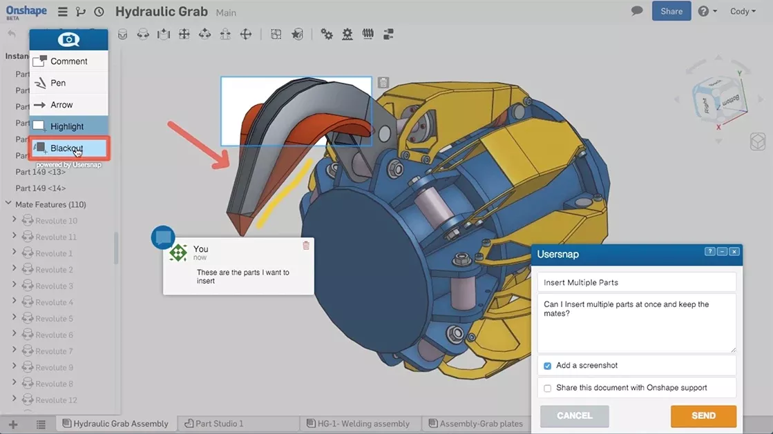 Onshape Support Interface