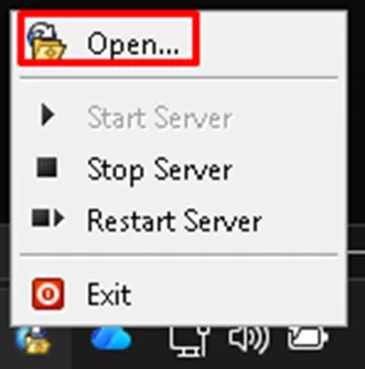 Open Archive Server Configuration from Windows System Tray