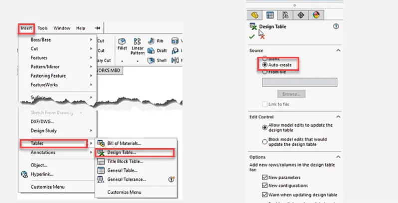 How to Open an Excel-driven Design Table in SOLIDWORKS