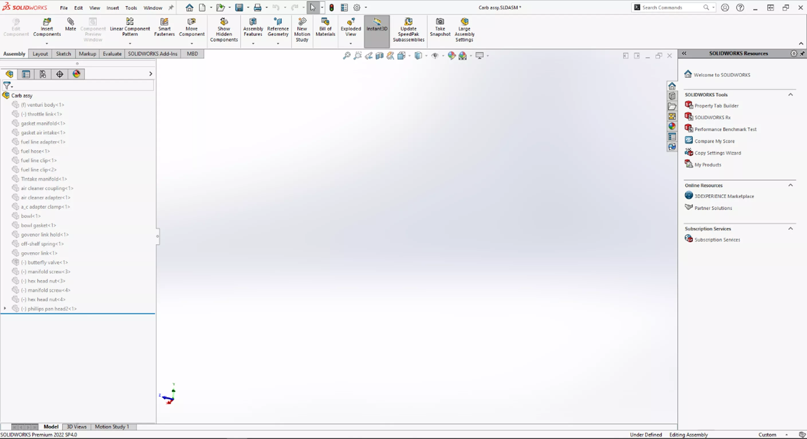 Open Large Assemblies in SOLIDWORKS 