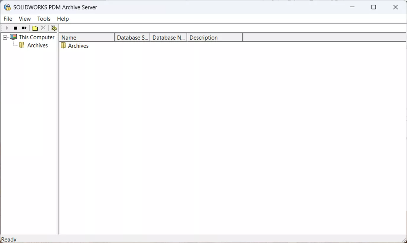 Open SOLIDWORKS Archive Server Configuration App