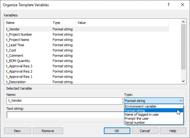 Organize Template Variables in SOLIDWORKS PDM