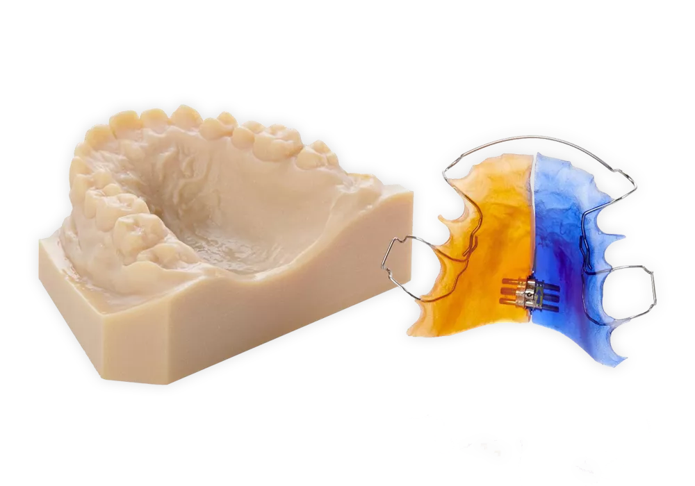 Dental Orthodontic retainer base model 3D printed on the Stratasys J3 DentaJet 3D Printer.