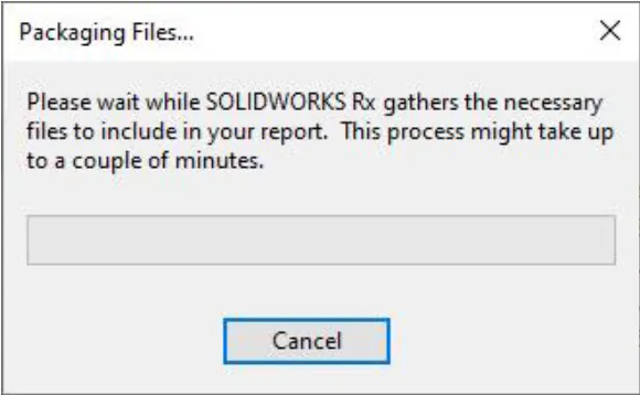 Packaging files screen in solidworks