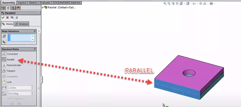 SOLIDWORKS Parallel Mate